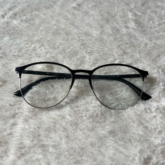 Ray Ban Eyeglasses RB 6375 2861 Black/Silver Round Frame Glasses - Picture 1 of 4